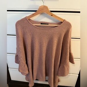 Dusty Pink Crew Neck Sweater Poncho